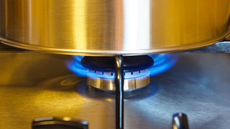 Stainless Steel pot on gas stove top