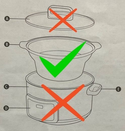 Diagram of oven safe crock pot parts