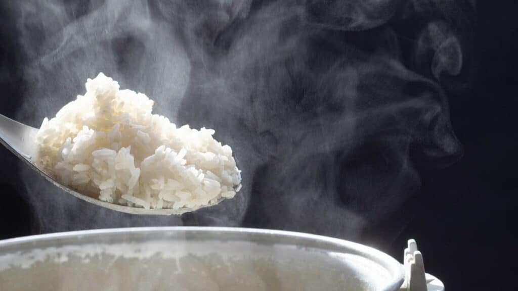 long grain white rice cooked in a rice cooker