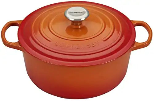 Le Creuset Enameled Cast Iron Signature Round Dutch Oven with Lid, 5.5 Quart, Flame