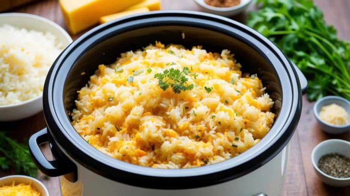 cheesy rice in rice cooker