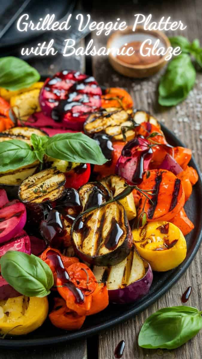 grilled vegetable platter with balsamic glaze
