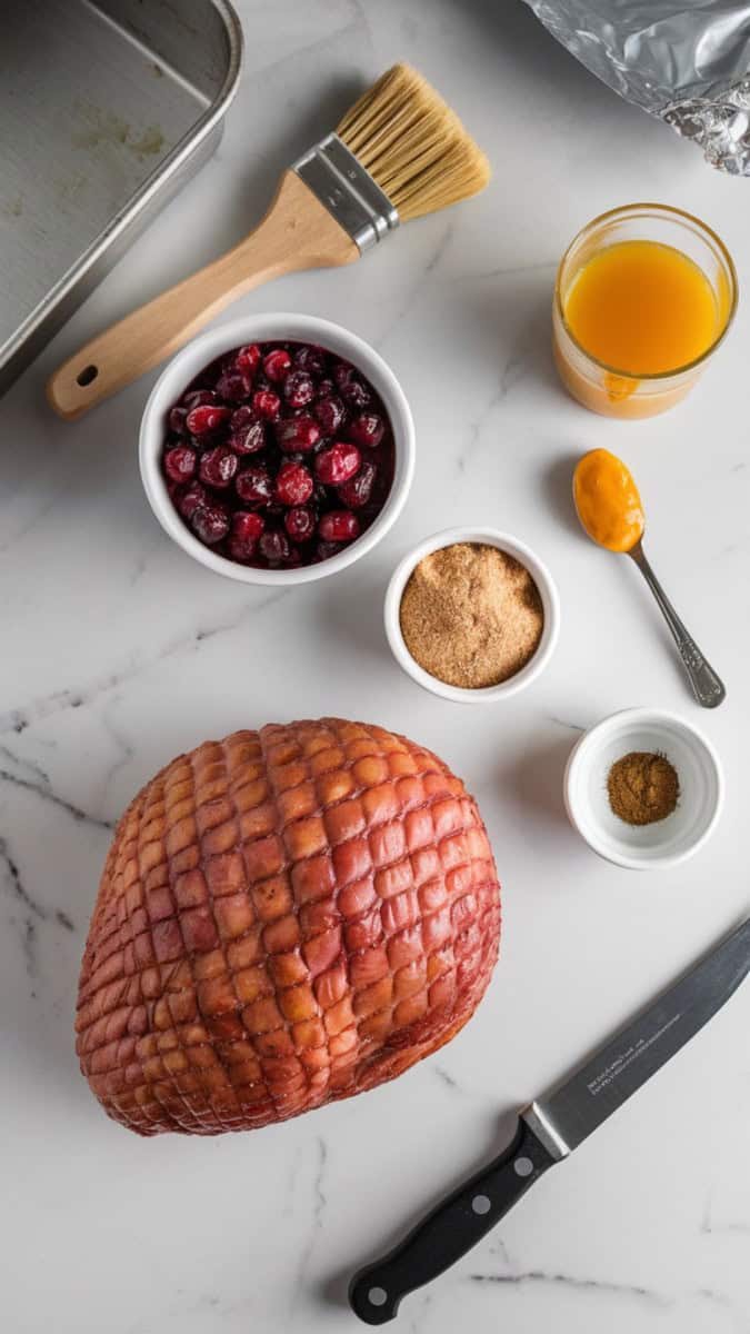 ingredients cranberries ham honey sugar mustard