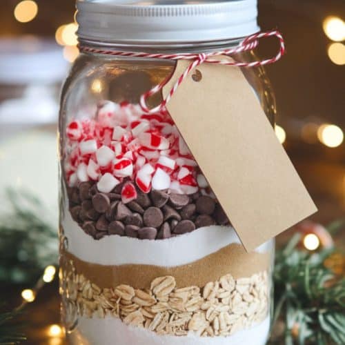 peppermint mason jar cookie mix