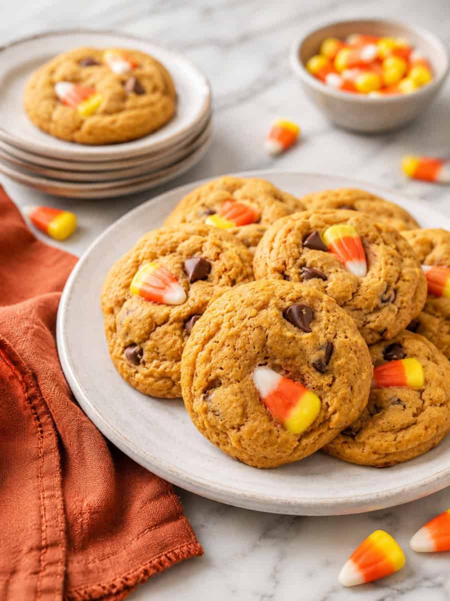 stack of candy corn cookies