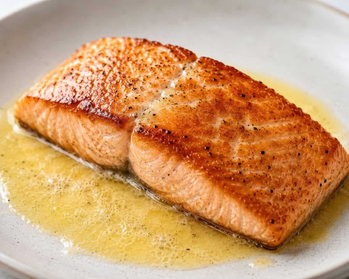 pan seared salmon with melted butter
