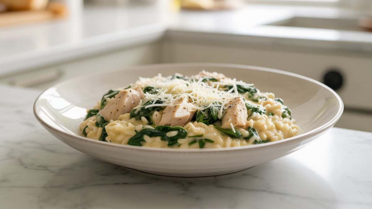 Chicken & Spinach Rice Cooker Risotto