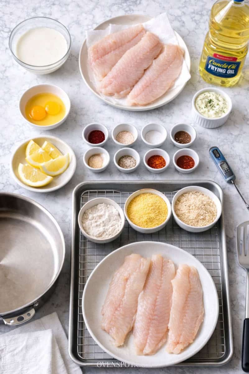 walleye fish fry ingredients and essential kitchen tools