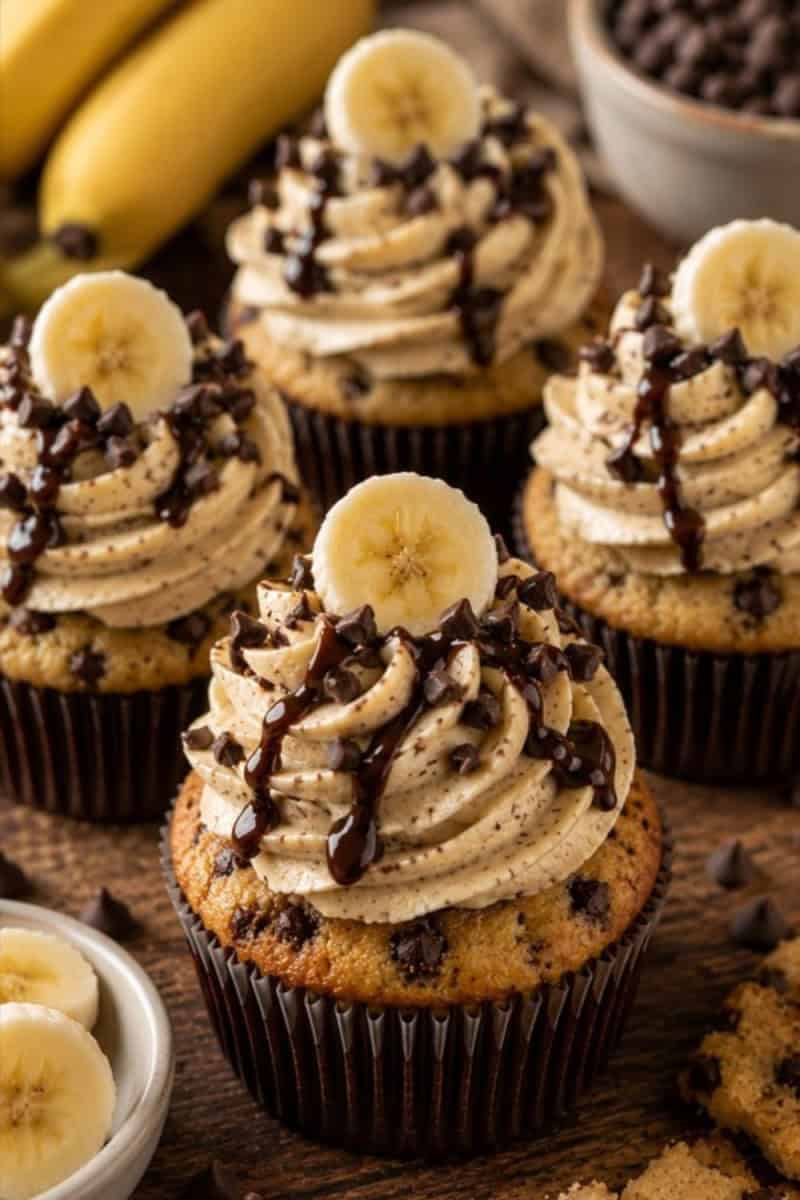 bannana chocolate chip cupcakes