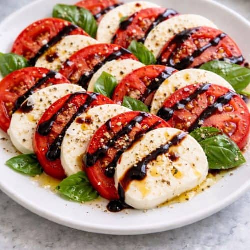 caprese salad tomato mozzarella basil and sauce