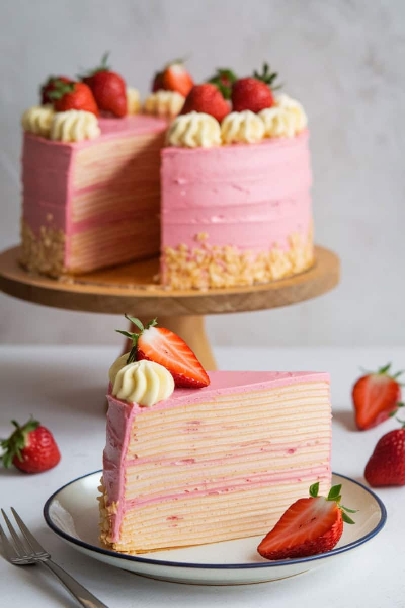 Strawberry Mille-Crepe Cake