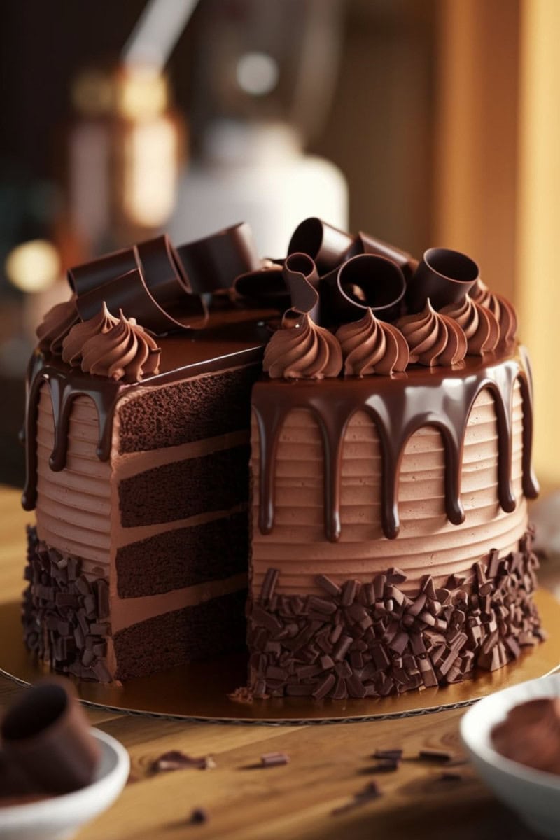 triple chocolate ganache cake