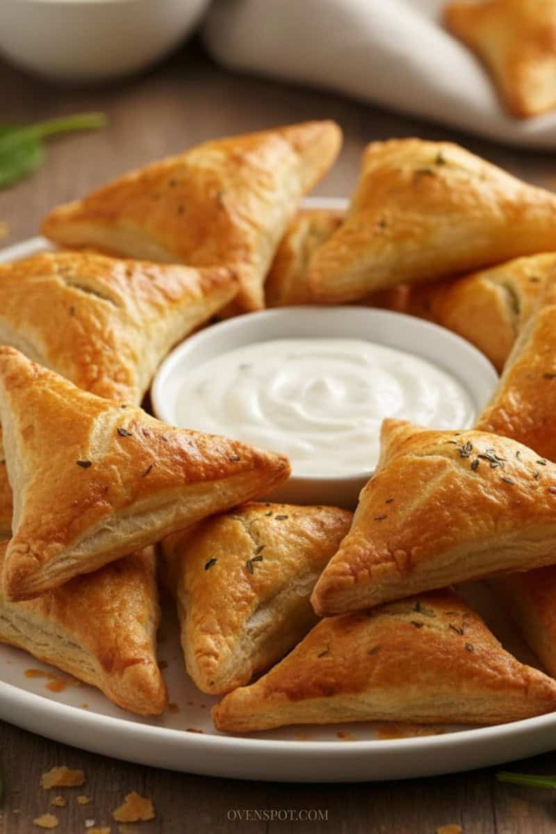 Golden puff pastry bites filled with spinach and feta