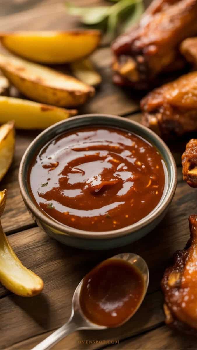 creamy bbq dipping sauce potato wedges, chicken wings