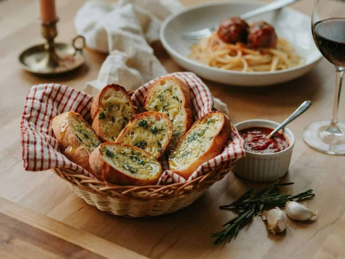 warm buttery classic garlic bread