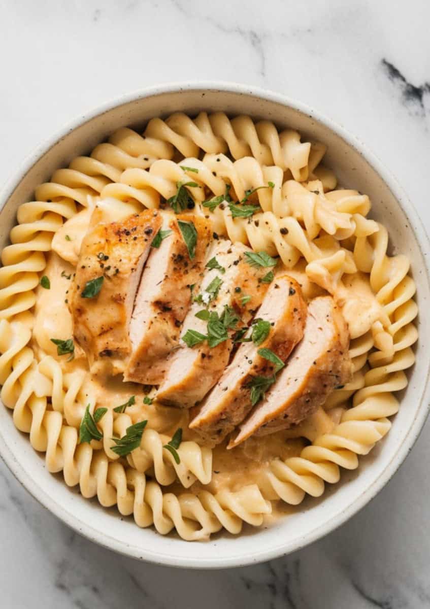 white cheddar chicken pasta