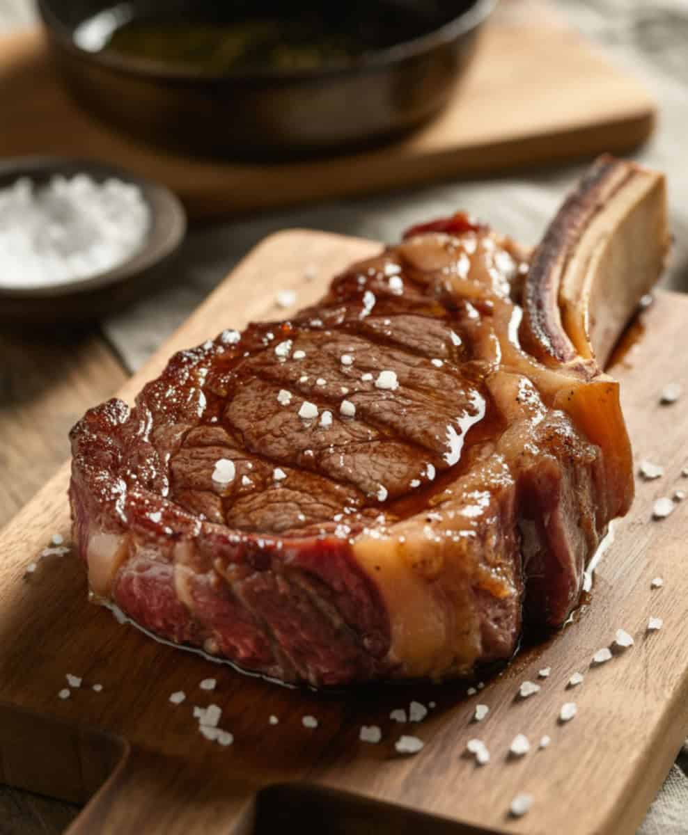 rib eye steak grilled with melt butter