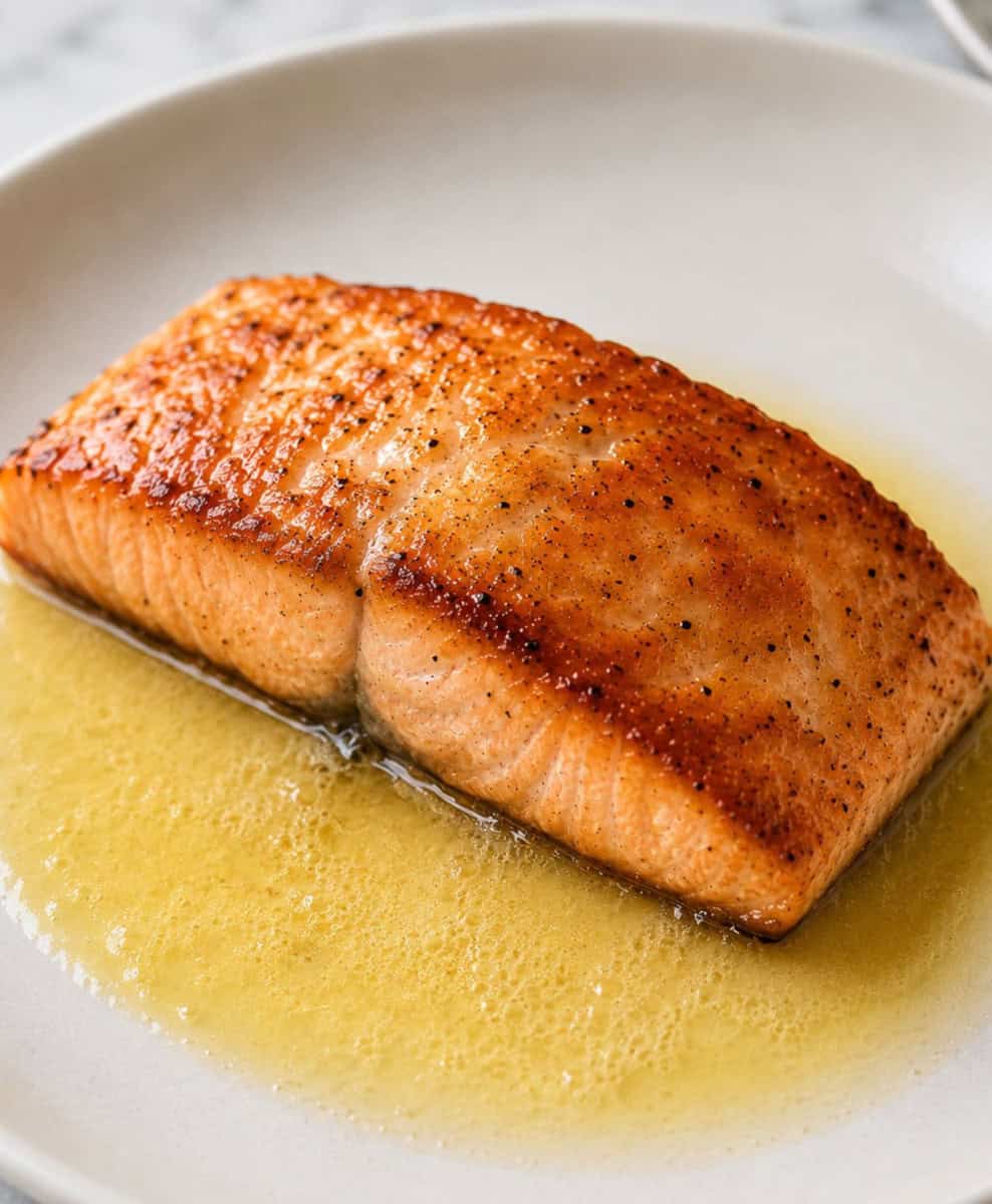 pan seared salmon with melted butter