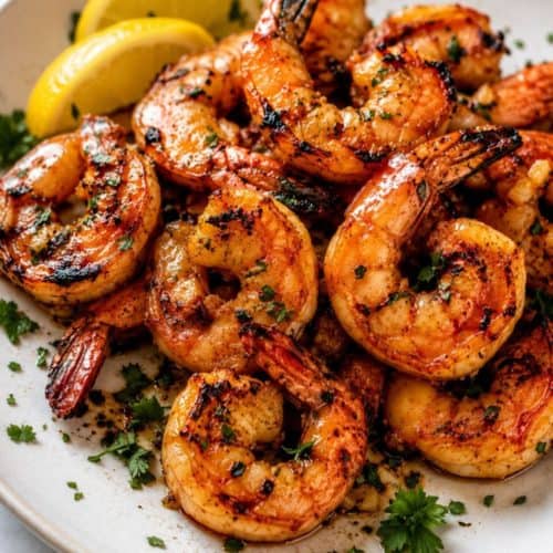 marinated grilled shrimp lemon wedges