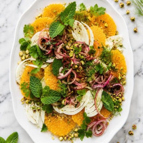 Citrus Salad with Red Onion Pickle, Pistachios and Mint