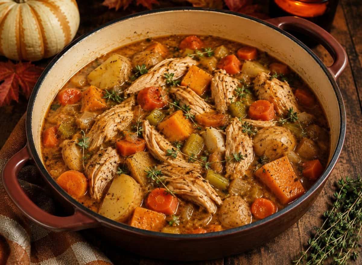 fall chicken recipes a pot of chicken and vegetable stew