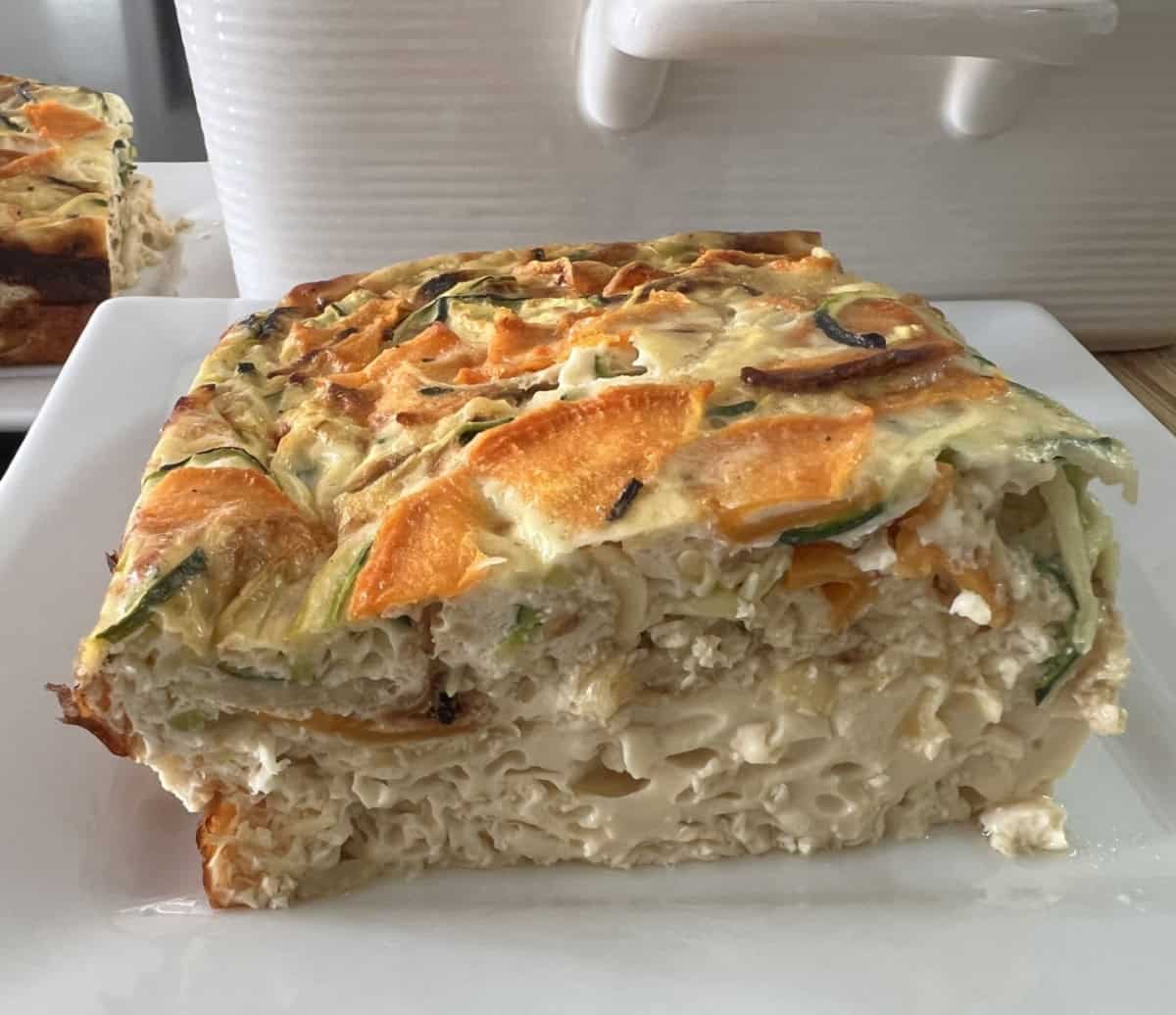 slice of high protein sweet potato casserole egg bake