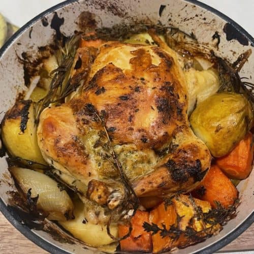 roast chicken vegetables in a dutch oven