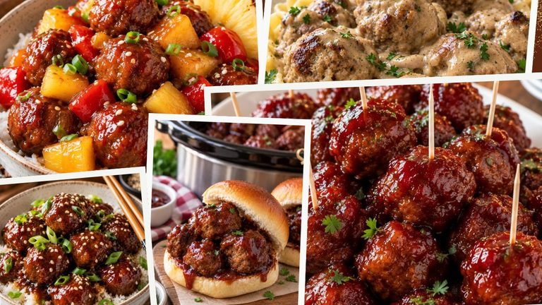 selection of crockpot cheap meatball recipes