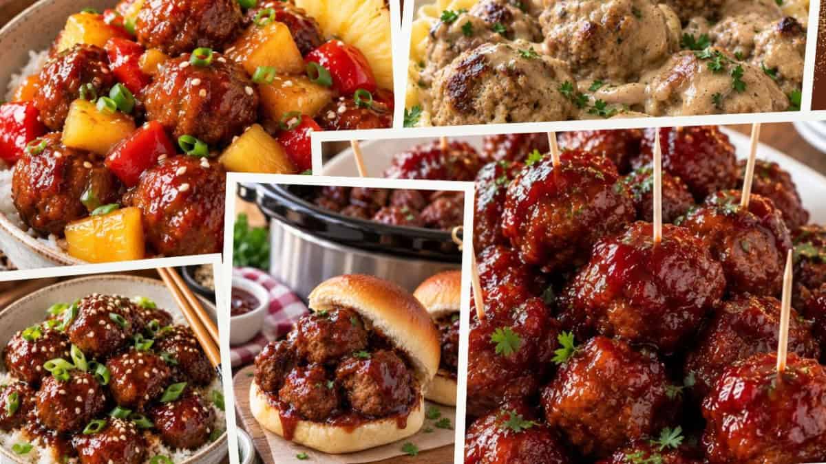 selection of crockpot cheap meatball recipes